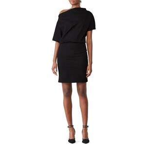 Amanda Uprichard Angie Dress Black Sz Large Off Shoulder Blouson Draped Chic LBD